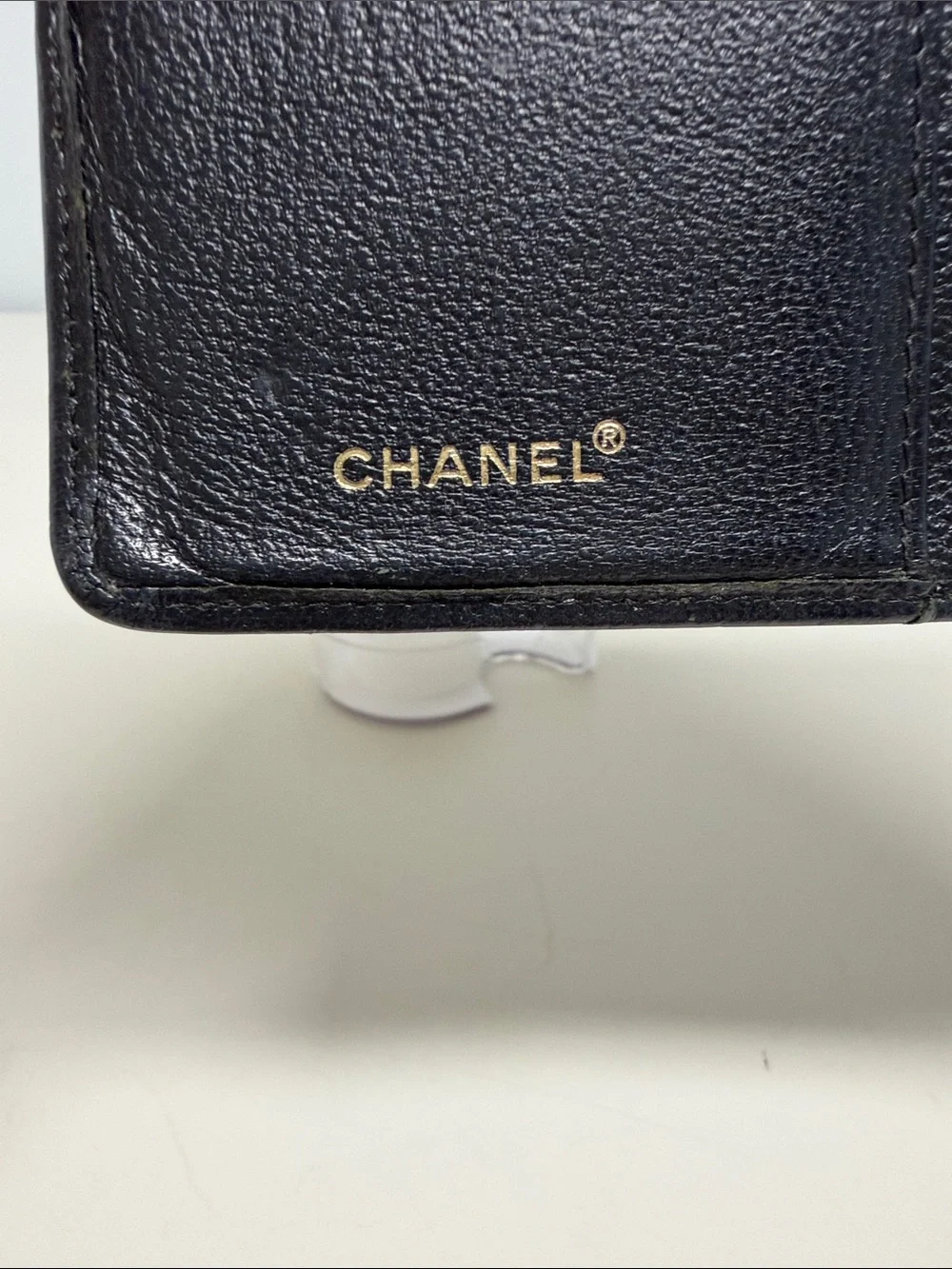 CHANEL Black Leather Wallet with CC Emblem